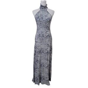 Rachel Pally Size Unknown Blue White Abstract Print High Neck Halter Maxi Dress